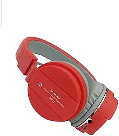 Sanganer india SH12 Wireless Bluetooth Headphone for Mobile with Mic with FM and SD Card Slot with Music and Calling Controls (Red)