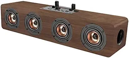 LANDMARK LM BT1024FM Stereo Channel Roar 20 Watts Dynamic Sound Wireless Wooden Finish Bluetooth Soundbar with USB/TF Card Support - Brown