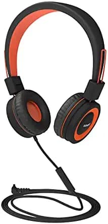 MINISO Wired Over Ear Headphones Comfortable Headphone with Mic for Android and iOS Mobile Phones, Computers, Laptops, Music Player Orange+Black Color