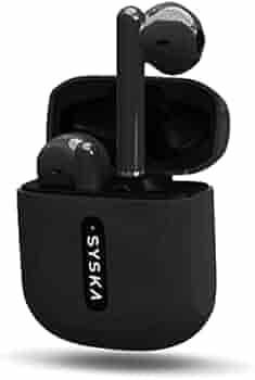 Syska Sonic Buds IEB450 True Wireless Earbuds with Ultra Sync Technology, 20Hr Play BackTime, Low Latency, Tap N Play Touch Control, Light Weight, IPX4 Water Resistant (Jade Black, True Wireless)