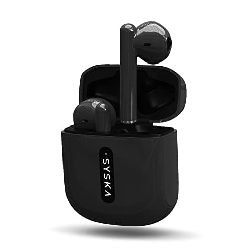 (Renewed) Syska Sonic Buds IEB450 True Wireless Earbuds with Ultra Sync Technology, 20Hr Play BackTime, Low Latency, Tap N Play Touch Control, Light Weight, IPX4 Water Resistant (Jade Black, True Wireless)