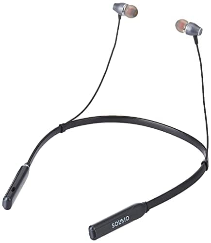 Wireless 5.0 Bluetooth in Ear Earphones with mic Neckband with Up to 15 Hours Playtime, Magnetic Earbuds, Adjustable Length Grey Black