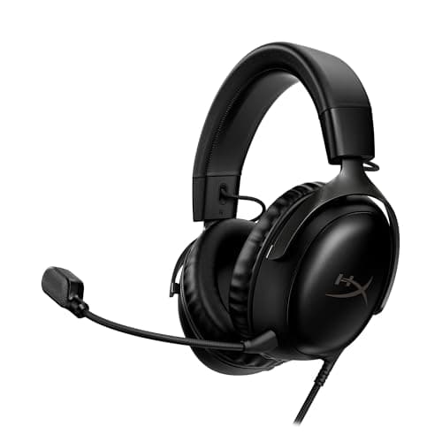HyperX Cloud III – Wired Gaming Headset, PC, PS5, Xbox Series X|S, Angled 53mm Drivers, DTS, Memory Foam, Durable Frame, Ultra-Clear 10mm Mic, USB-C, USB-A, 3.5mm – Black (727A8AA)