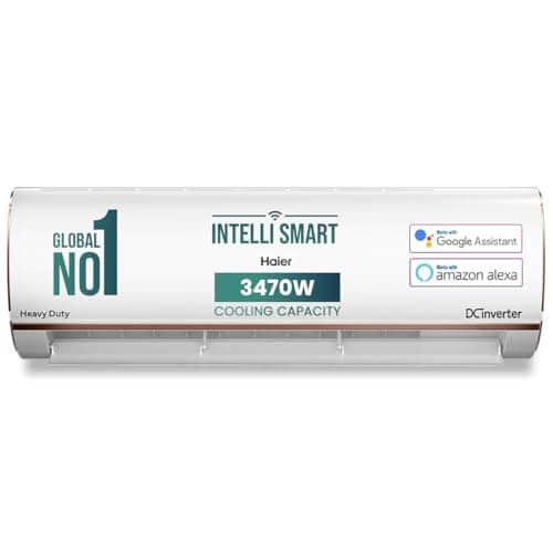 Haier 1 Ton 4 Star Intelli Smart Split AC (Copper, 7 in 1 Convertible, Anti Bacterial Filter, Cools at 60C Temp, 20 Mtrs Air Throw - HSU13K-PYFR4BN-IN...