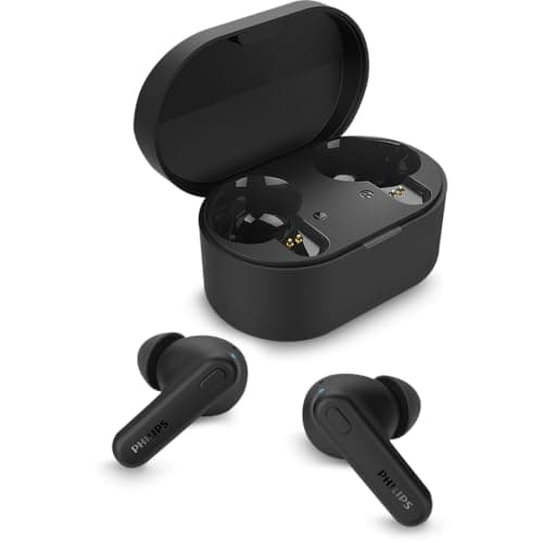 Philips TAT1108BK/00 True Wireless Earbuds, in-Ear Active Noise Cancelling Bluetooth v5.3 Earphones with Mic, 15H Play Time, Shank Shape, IPX4, Touch ...