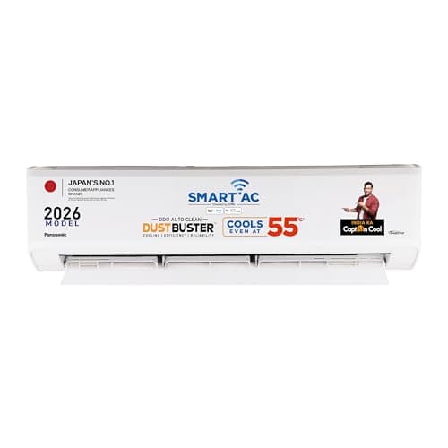 Panasonic 2.0 Ton 3 Star Premium WiFi Inverter Smart Split AC (DustBuster Tech, Matter Enabled, AI, Higher Airflow, Copper Cond.,8in1 Convertible,4-Wa...