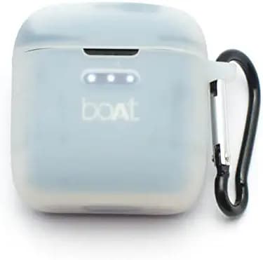 Heropantee Pouch for bAot Airdopes 131/138 with LED Light Indicator Protective Soft Silicone Case Cover with Hook (Cover Only) (This Cover is Not Sold Or Created by Boat) (Transparent)