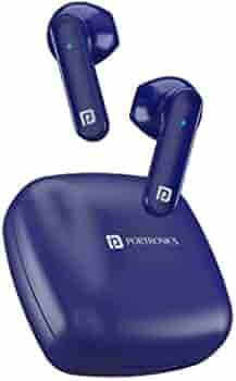Portronics Harmonics Twins S2 Wireless Sports Earbuds Bluetooth 5.0 I Voice Assistant I 20 Hrs Playtime with Case I Type C Charging (Blue)