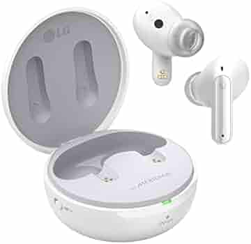 LG Tone Free FP9W - Active Noise Cancelling Bluetooth Truly Wireless in Ear Earbuds with mic, with Plug & Wireless Connection, UVnano Charging Case, Flex Action Bass, and IPX4 Water Resistant (White)