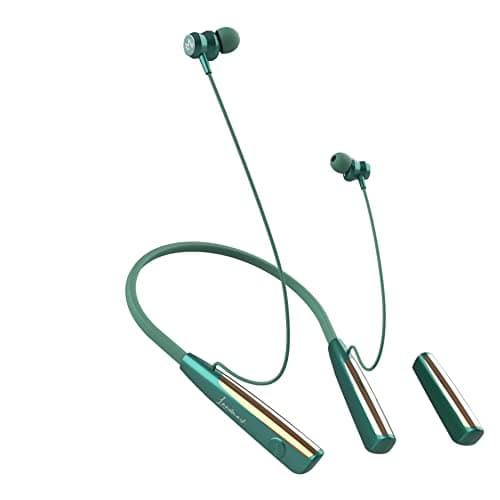 LANDMARK LM BH153 Wireless Bluetooth Neckband with 10Mins Charge = 10Hrs Playtime, Additional Battery, Magnetic On/Off & Call Vibration, Voice Assistant Earphones with Mic (Green)