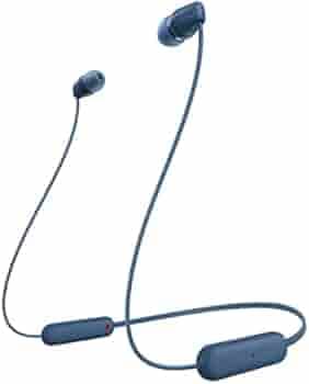 (Renewed) Sony WI-C100 Wireless Headphones with 25 Hrs Battery, Quick Charge, DSEE-Upscale, Splash Proof (IPX4), 360RA, Clear Bass, Fast Pair, in-Ear Bluetooth Headset with mic for Phone Calls & Music (Blue)