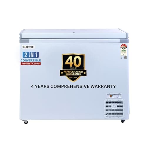 Rockwell 350SDU Deep Freezer  Single Door, 5 Star Energy Saving, Fast Cooling, Convertible Freezer/Cooler Chest Freezer, Low Power Consumption, 4 Year...