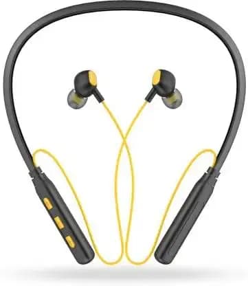 Aroma NB119 Advance - 40 Hours Playtime Bluetooth Neckband Bluetooth Headset (Yellow, Black, in The Ear)