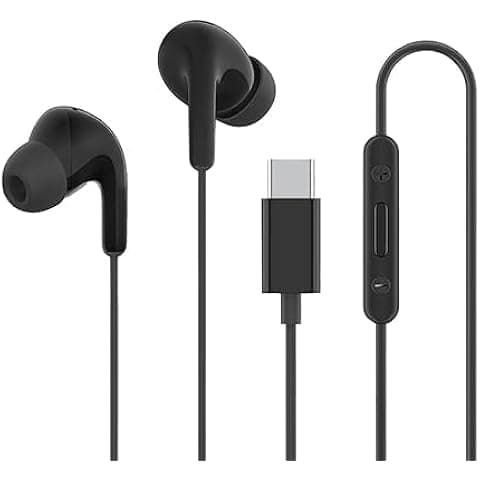 Type-C in-Ear for XIAOMI Earphones with 12.4mm Drivers, HD Microphone, and IP54 Dust & Water Resistance,Black
