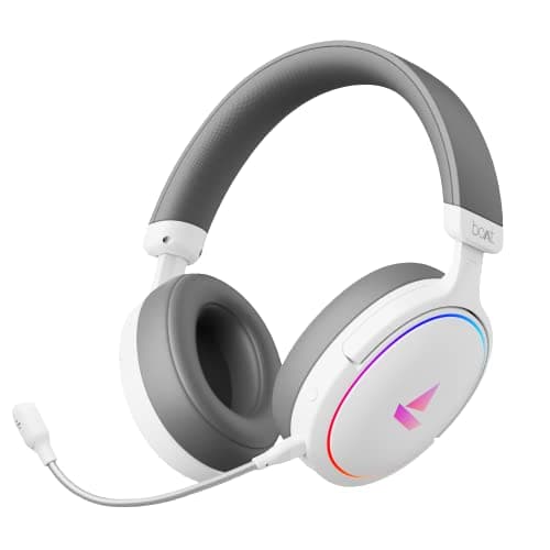 (Renewed) boAt Immortal IM 300 Over-Ear Wired Gaming Headphones with 50mm Drivers, 3D Spatial Sound, RGB LEDs, Dual Mics & Driver Customizations via boAt Plugin Labz(White Sabre)