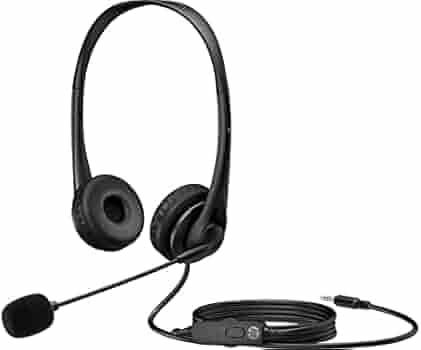 (Renewed) HP Stereo 3.5mm Headset G2 with Mic, Vegan Leather earcups, Flexible Boom mic, in-line Volume Control and Mute Button, (428H6AA)