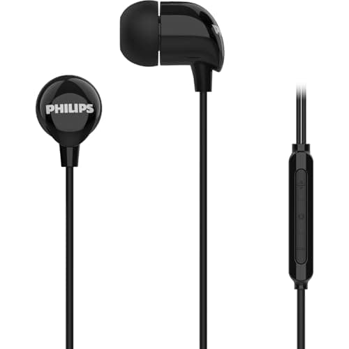 PHILIPS Audio TAE1159BK/00 in-Ear Wired Earphones with C-Type Jack, 10mm Drivers, Inline Mic, Powerful Bass and Clear Sound, Tangle Free 1.2m Cable an...