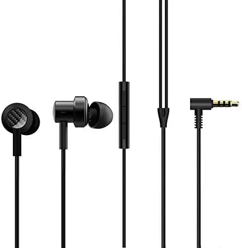 Earphones Headphones for Xiaomi Mi Note 10 Pro Earphone Original Like Wired Stereo Deep Bass Head Hands-free Headset Earbud With Built in-line Mic, With Premium Quality Good Sound Call Answer/End Button, Music 3.5mm Aux Audio Jack (MP7-DUAL, Black)