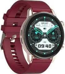(Renewed) Gizmore GizFit GLOW AMOLED with 3.4 Cm | ALWAYS-ON | 550 NITS Brightness | BT Calling Smartwatch (Burgundy Strap, Regular)