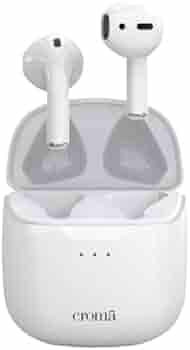 Croma Bluetooth Truly Wireless In Ear Earbuds With Mic Total Playtime Up To 20 Hours, Sweat Resistant Model, (12 Months Warranty) (Creeh1901Sbteb, White)