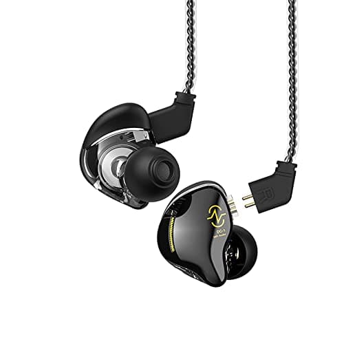 YINYOO Wired Earphones in-Ear Monitor Headphones CCZ Coffee-Bean IEM Earbuds with 1DD HiFi Stereo Bass Sound for Teen, Musicians Stage, Drummer for Gym Workout Running Church(with mic, Black)