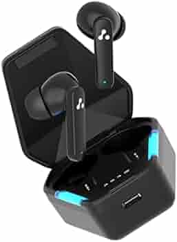 Ambrane True Wireless Gaming Earbuds, 56ms Ultra-Low Latency, Lag-Free Audio, 18 Hours Long Playtime, Instant Pairing with Bluetooth V5.0, Boosted Bass, IPX4 (Dots Turbo, Black)