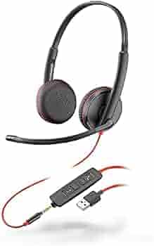 (Renewed) Poly by Plantronics - Blackwire 3225 USB-A Wired Headset - Dual-Ear (Stereo) with Boom Mic - Connect to PC/Mac via USB-A or Mobile/Tablet via 3.5 mm Connector (209747-22)