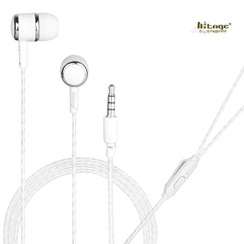 Hitage Earphones HP-315 HD Sound Deep Extra Bass Wired Earphone with Mic (White, White) (HEADPHHP315WE)