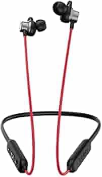 Infinity by Harman Glide N200, in Ear Wireless Earphones with Mic, 20 Hours Playtime with Fast Charging, Deep Bass, Dual Equalizer, Premium Metal Earbuds, Bluetooth 5.0, IPX5 Sweatproof (Black & Red)