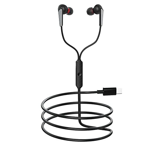 GIZMORE Giz ME344 Type C Earphones for Rich Bass and Noise Reduction Unique Sports Earphone with USB Type C Port (Compatible with OnePlus, Oppo, VIVO, Samsung)-Black