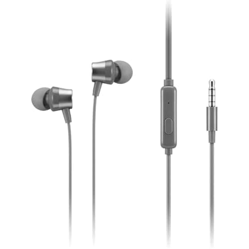 Lenovo 110 Analog in-Ear Wired Earphone with 3.5 mm Audio Jack, Noise Isolation, Built-in Mic & Inline Controls, Comfortable Fit, Grey  Universal Comp...