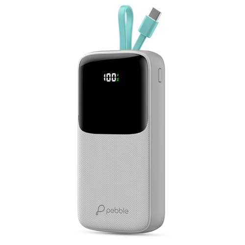 Pebble Rapid Electra20 22.5W Ultra Fast Charging Power Bank | 20000mAh | QC & PD | Inbuilt Cable | Digital Display | Type-C & USB-A Ports | Multi-Devi...