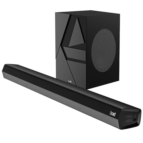 boAt Aavante Bar Quake, Wired Subwoofer, 200W RMS Signature Sound, 2.1CH, Multiple Ports, Bass & Treble Controls, 4 EQ Modes, Bluetooth Sound bar, Hom...