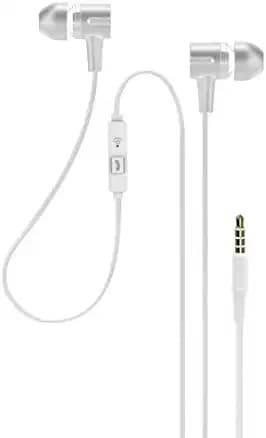 Meyaar SPN Edition Wired Durable Earphone Metal Earphones Earbuds with Microphone & Deep Bass Clear Sound Noise Isolating in Ear Headphones, Ear Buds for All Smartphones (Metal White)
