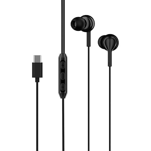 Original for Boat Comfortable in-Ear Type-C Wired Earphones 100 C with HD Mic and Easy Control Buttons, Black Color
