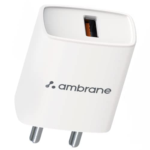 Ambrane 25W USB Mobile Charger Adapter, Fast Charging Compatibility with iPhone & Android & Other USB Enabled Devices, Multi-Layer Protection, Made in India, (Raap M25, White)
