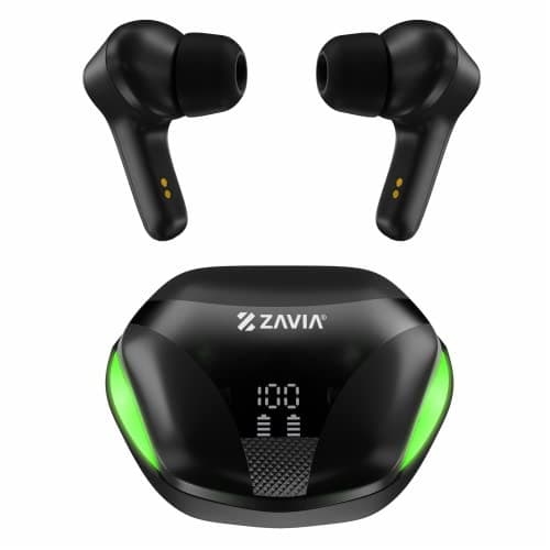 Zavia Perform Musical Output Truly Wireless Premium Gaming Earbuds Low Latency, 30Hrs Playtime, Transparent Charging CASE, Multicolor Lights & 500Mah Battery