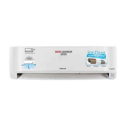 Hitachi 2 Ton Class 3 Star, 4-Way Swing, ice Clean, Xpandable+, Inverter Split AC (100% Copper, Dust Filter, 2025 Model - 3400SXL RAS.D322PCBIBS, Whit...