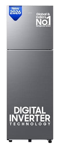 Samsung 256 L, 3 Star, Digital Inverter Frost Free Double Door Refrigerator (RT40H30W3THL, Refined Inox, 2026 Model)
