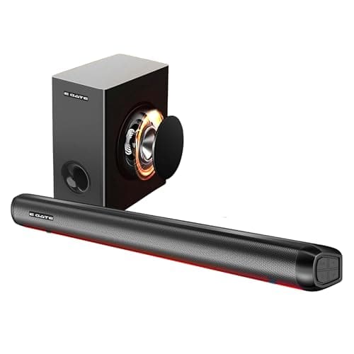 E GATE Enigma 306 2.1 Home Theatre 210W Sound Bar for TV with Wired Subwoofer for Deep Bass, 3EQ Modes, BT 5.3, USB, Optical, AUX & TWS Connectivity, ...