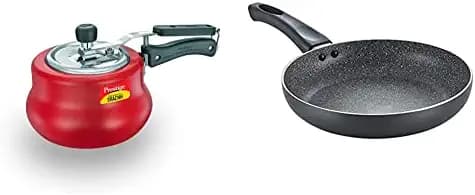 Prestige Svachh, 10752, 3 L, Nakshatra Duo Red Handi, with Deep Lid for Spillage Control, Aluminium, Inner Lid & Omega Deluxe Aluminium Granite Fry Pan, 20cm