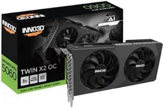 INNO3D NVIDIA GEFORCE RTX 5060 Twin X2 OC V2 8GB GDDR7 128-bit PCI Express Gen 5 Gaming Graphics Card - N50602-08D7X-195071N