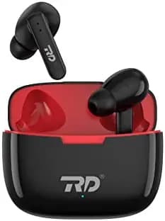 RD WS-130 TWS Bluetooth Earbuds with 13mm Drivers | Truly Wireless Earbuds 40 Hours Playback Time | Active Noise Cancellation | ASAP Charging | Touch Control | Dual Mic for Calling | Sweat Proof Black & Red Color Ear buds