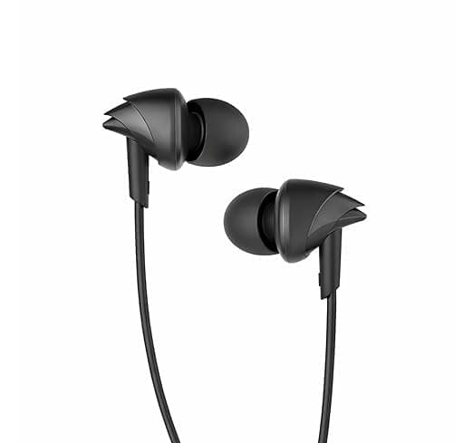 Wired Earphone for Boat 300C | in-Ear Headphones with Built-in Mic | Comfortable Fit | Deep Bass Sound | Lightweight | Tangle-Free Cable | Sleek Black Design Black