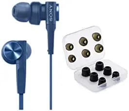 Sony MDRXB55AP Extra Bass Earbud Headphones/Headset with Mic (Blue) with Knox Gear Earbud Tips Bundle (2 Items)