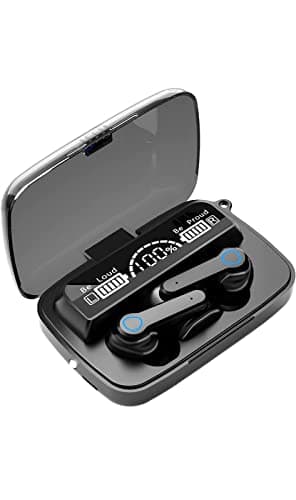 EarboAt M19 Wireless Earbuds + Powerbank Headset Earbuds TWS Earphone Touch Control Mirror Digital Display Wireless Bluetooth 5.1 Headphones with Microphone and Powerbank