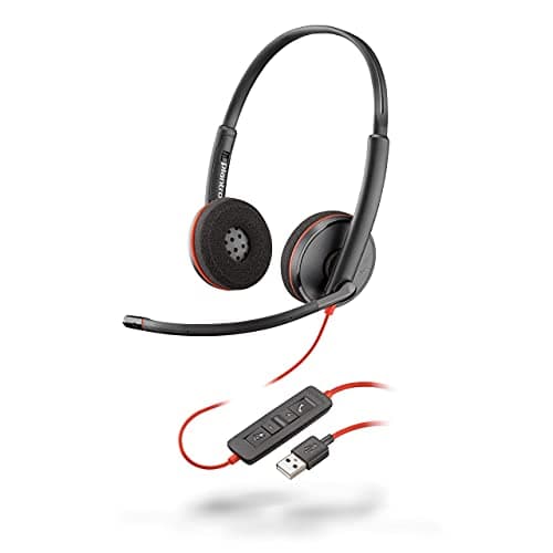 (Renewed) Plantronics Blackwire 3220 Wired On Ear Headphones with Mic (Black)
