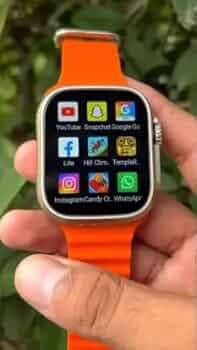T800 Ultra Smart Watch with 1.99 Inches HD Display with WiFi GPS SIM Card 4G W27 Smartwatch (Orange Strap, Free Size)