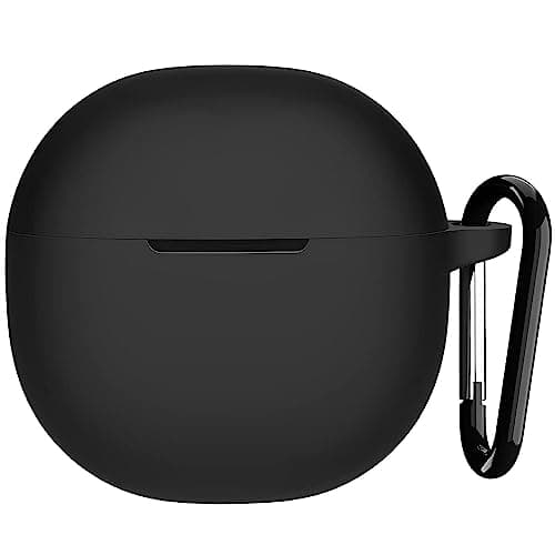 CASEXMART Silicone Case Cover for Boat Airdopes Atom 81 | Shock Proof Protection Dustproof with Metal Keychain Boat Airdopes Atom 81 (only Cover airdopes not Included) (Black)