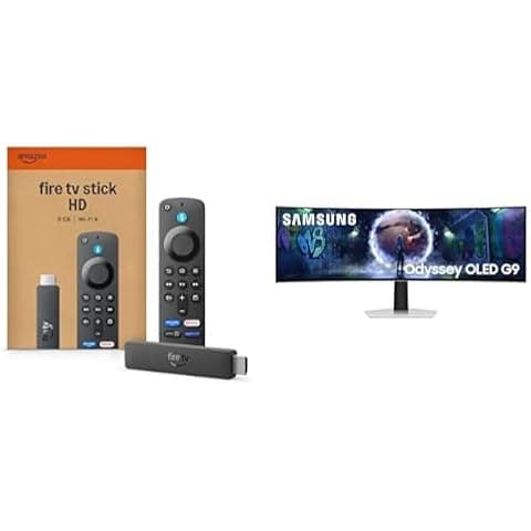Samsung 49" (124.4cm) Odyssey OLED G9 Curved Gaming Monitor | LS49DG930SWXXL | Silver and Amazon Fire TV Stick HD (newest model) Combo, save extra